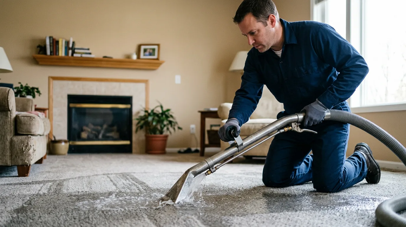 Water damage restoration technician working near Davisville, WV